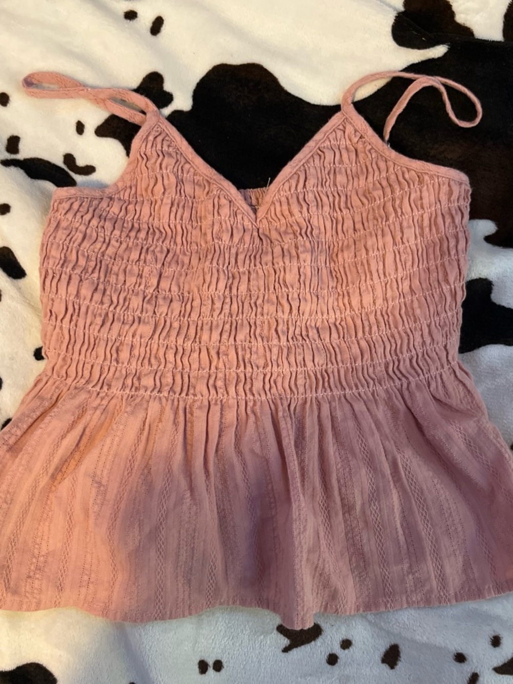 SHEIN Mauve Smocked Spaghetti Strap Peplum Tank